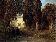 Oswald achenbach Klostergarten oil on canvas